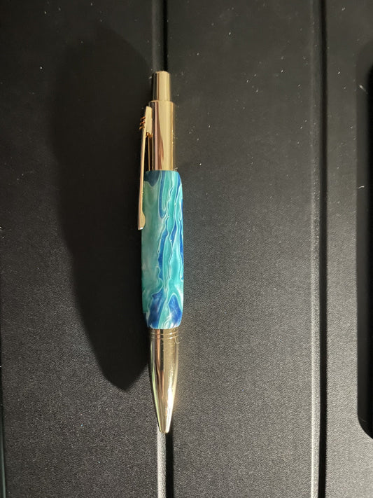 blue swirl click pen