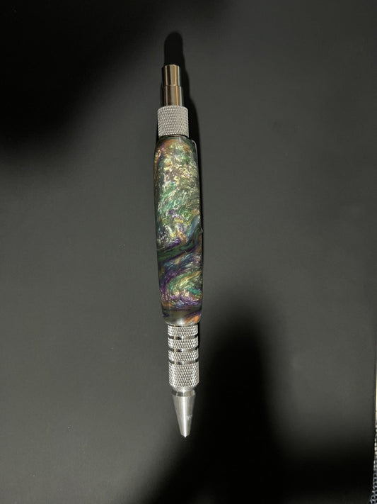 green swirl resin click  pen