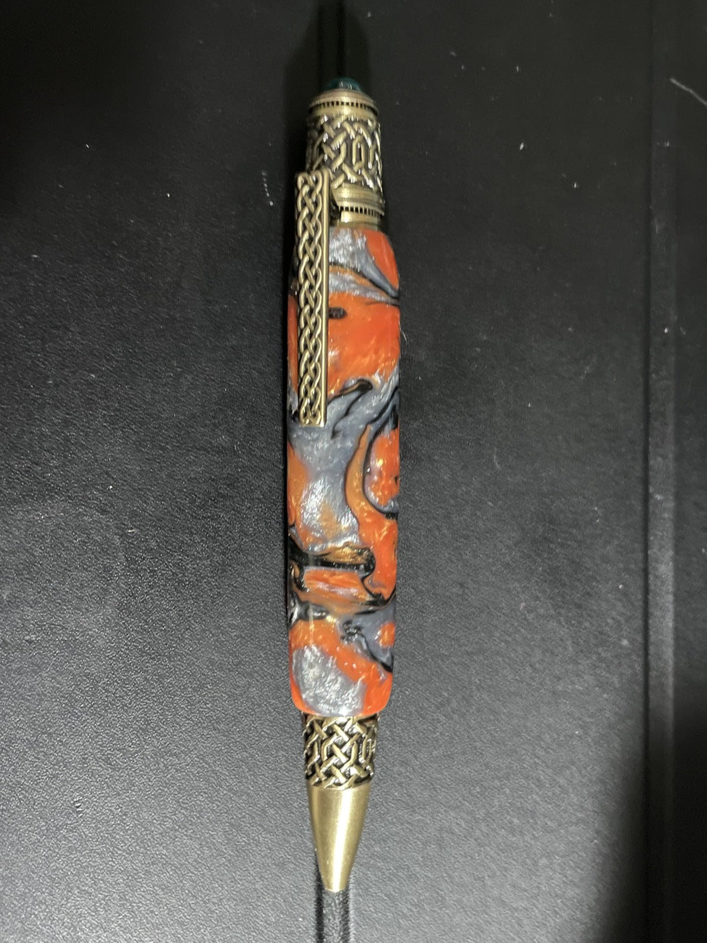 Luxury Celtic Ornate Pen orange swirl acrylic