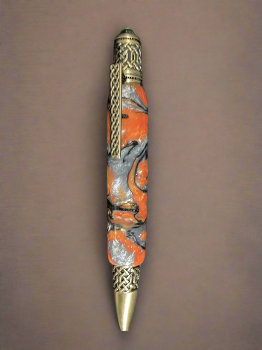 Luxury Celtic Ornate Pen orange swirl acrylic