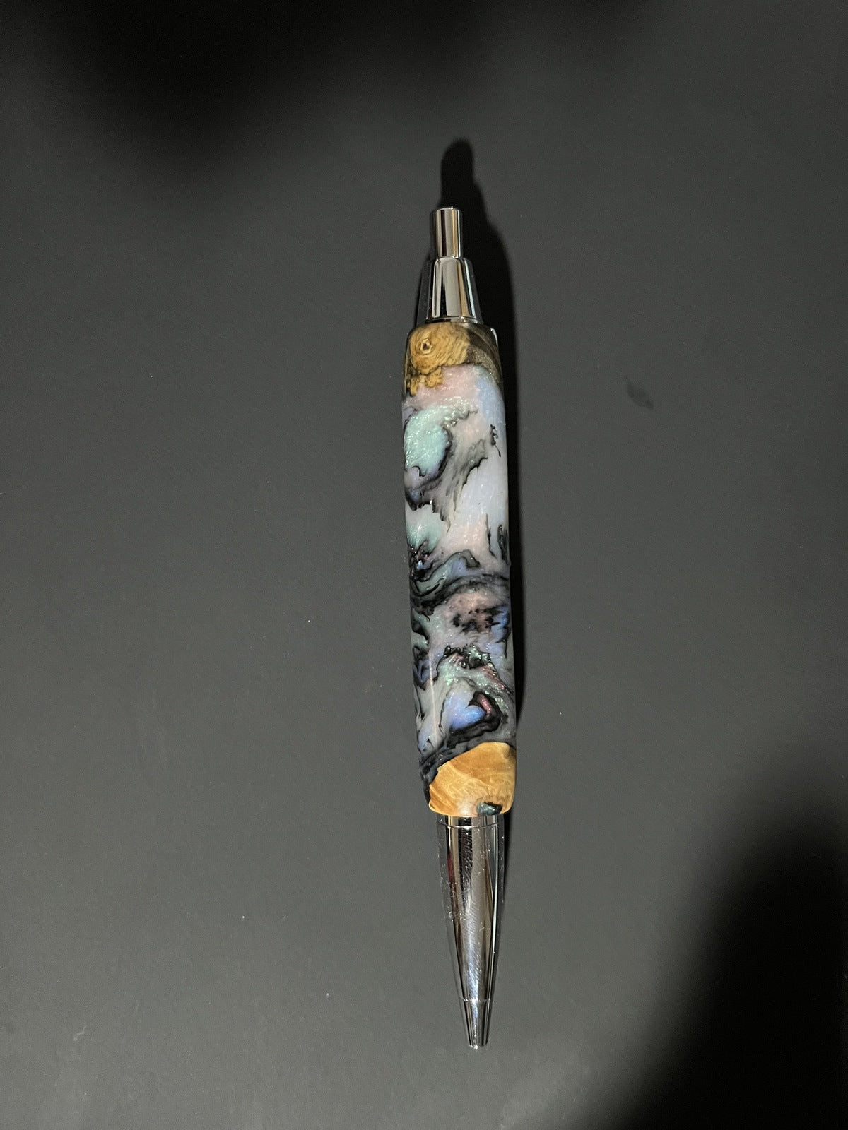 Long Resin and Burl Click Pen