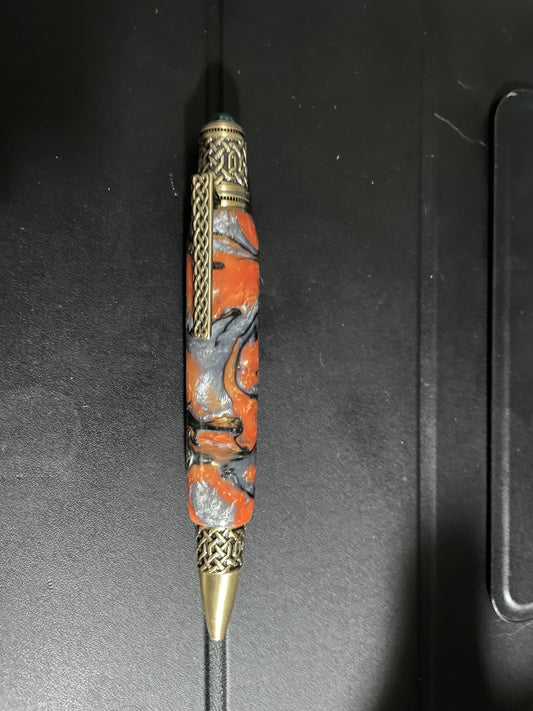 Luxury Celtic Ornate Pen orange swirl acrylic